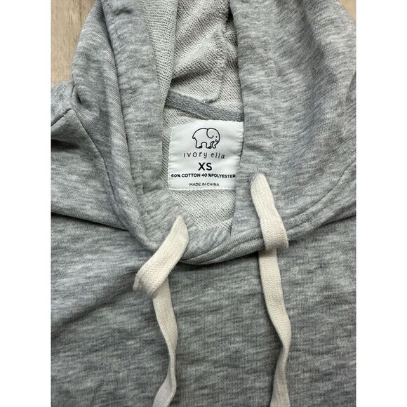 Ivory Ella Hoodie XS Elephant Cotton Blend Gray Cropped‎ - Picture 4 of 5